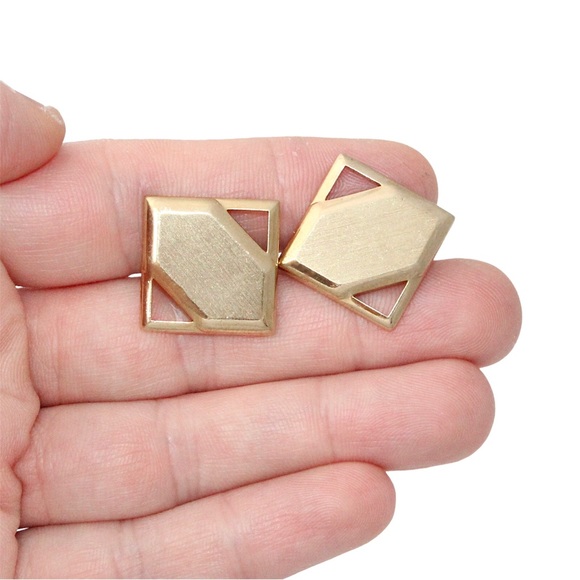 Vintage Swank Gold Plated Square Cufflinks Large Geometric Men’s Cuff Links - Picture 2 of 5